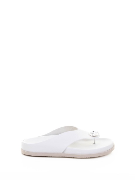 White Leather Flip Flops