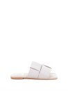 Ciabatta flat bianca in pelle