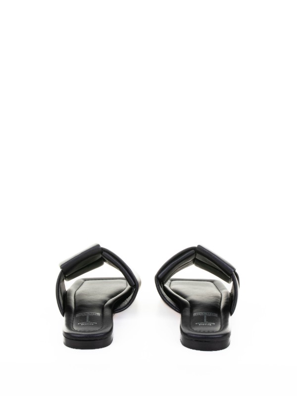 Black flat leather slipper