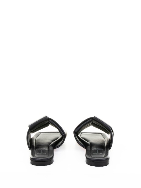 Black flat leather slipper