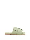 Ciabatta flat verde in pelle