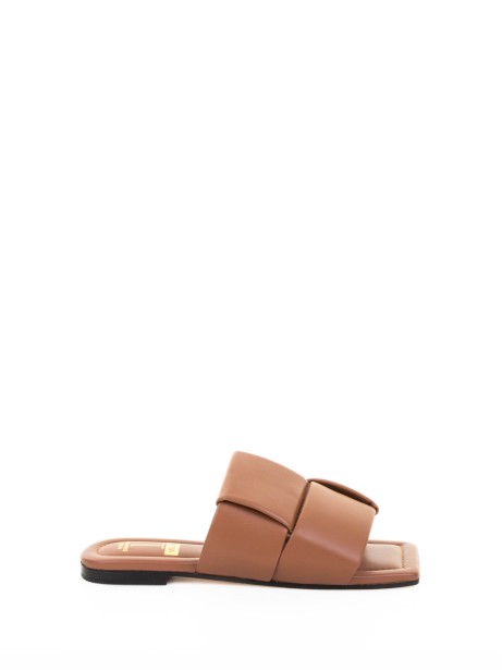 Ciabatta flat marrone in pelle