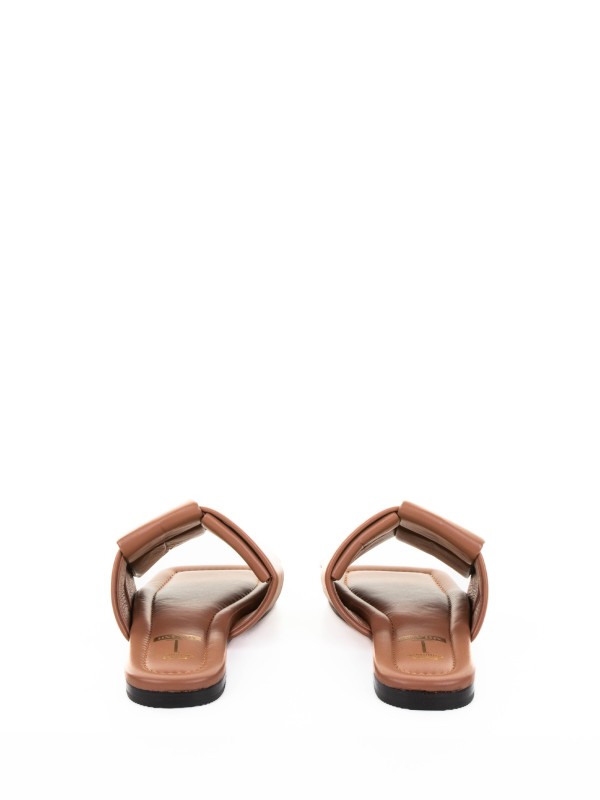 Ciabatta flat marrone in pelle