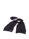 Beanie hat and scarf in blue wool blend tricot