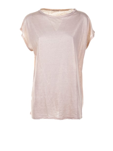 T-shirt donna rosa in lino