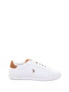Sneaker bianca con tallone e logo a contrasto
