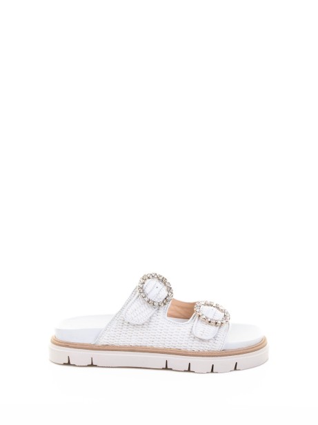 White slipper with rhinestones