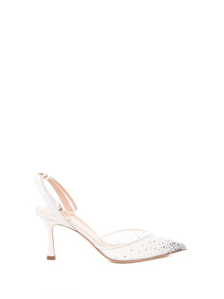 Ivory Sandal with Rhinestones and Strap