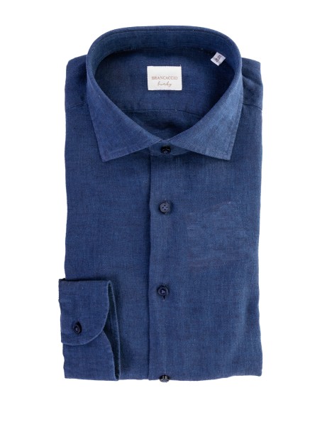 Camicia in lino blu