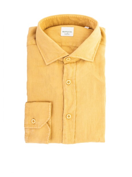 Camicia in lino ocra Camicia in lino ocra