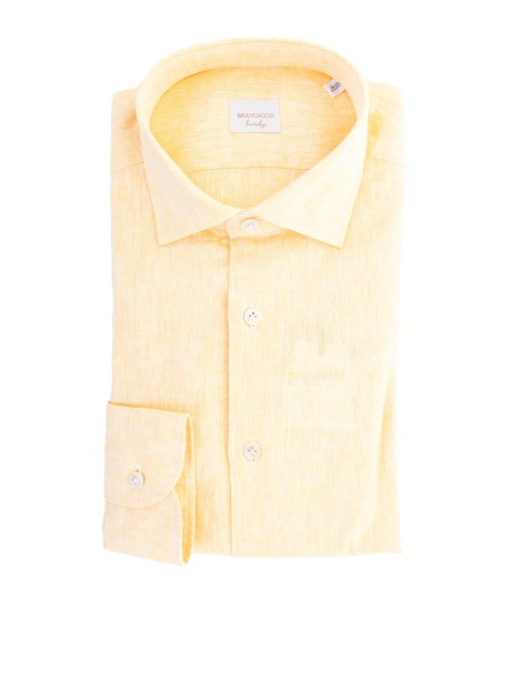 Camicia in cotone e lino giallo