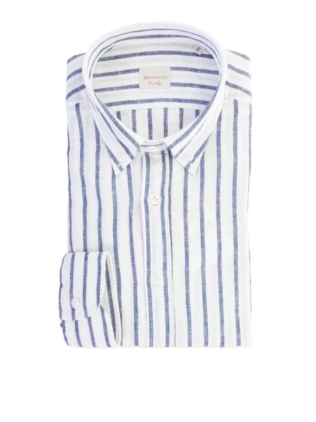 Camicia in cotone e lino a righe