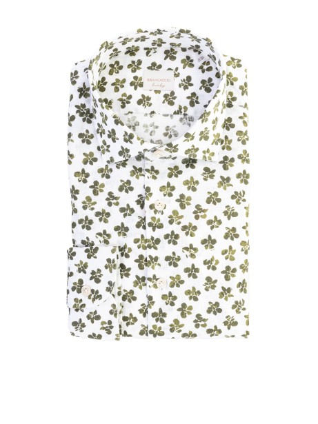Cotton and linen shirt with flowers