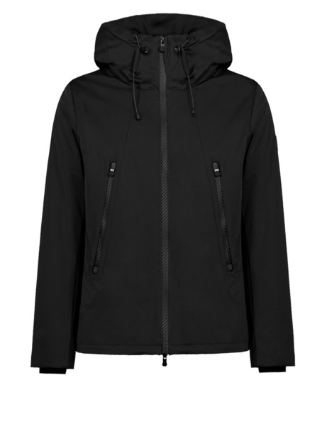 Technical fabric jacket with hood