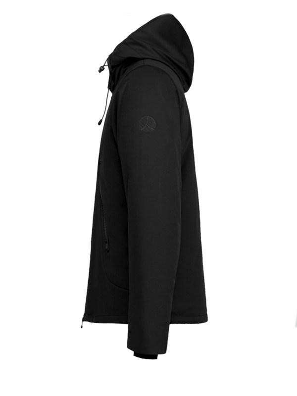 Technical fabric jacket with hood