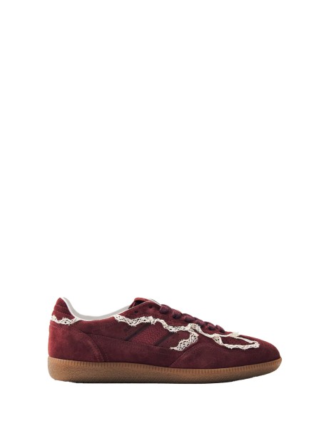 Sneakers TB 490 in suede burgundy e dettagli crochet