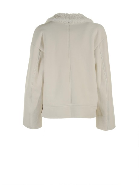 Giacca donna bianca con inserti in pelliccia 2