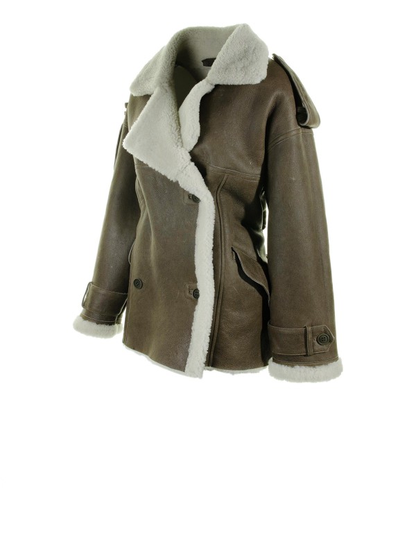 Giacca donna marrone con inserti in pelliccia