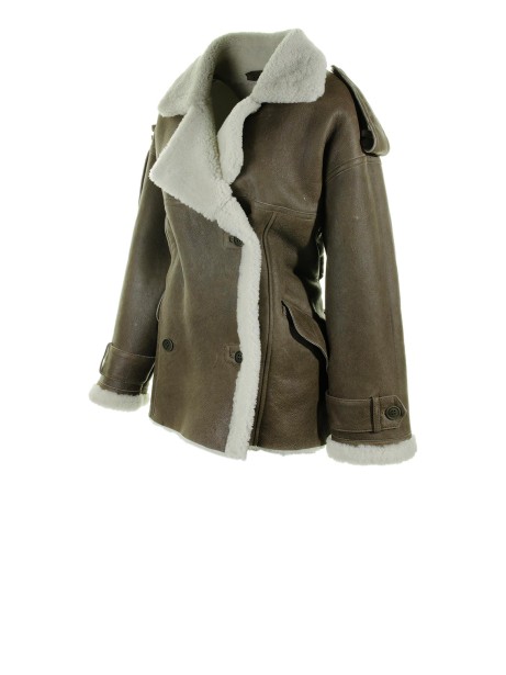 Giacca donna marrone con inserti in pelliccia