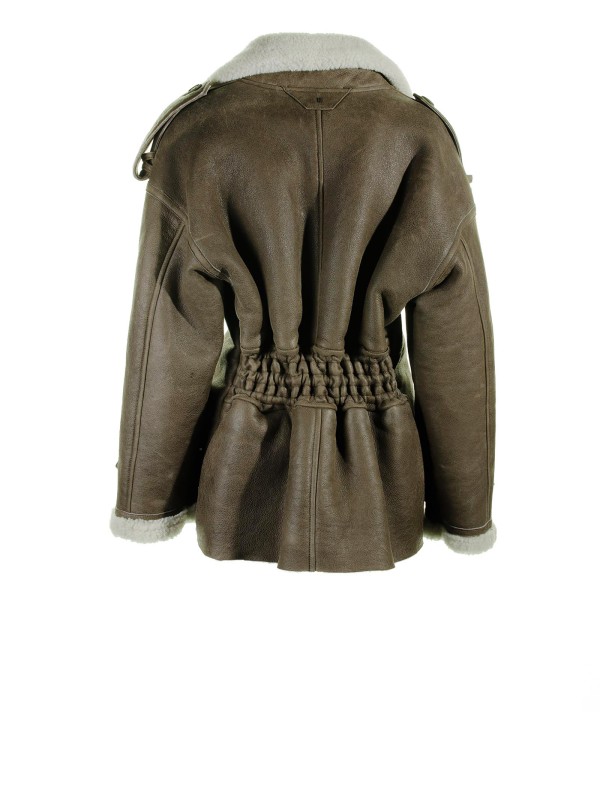 Brown Women's Jacket with Fur Inserts