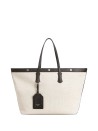Athens shopping bag in salt and pepper fabric and calfskin