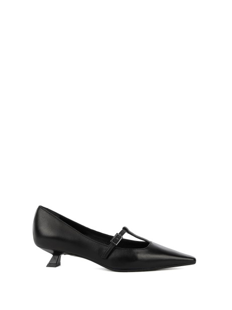 Decollete con cinturino in pelle nera