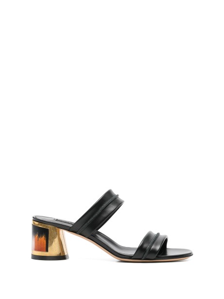 Sandalo donna in pelle nero