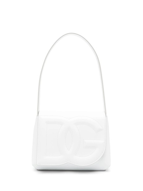 Tracolla in pelle con logo bianco