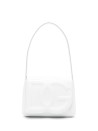 Tracolla in pelle con logo bianco