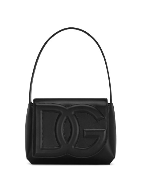 Tracolla in pelle con logo nero