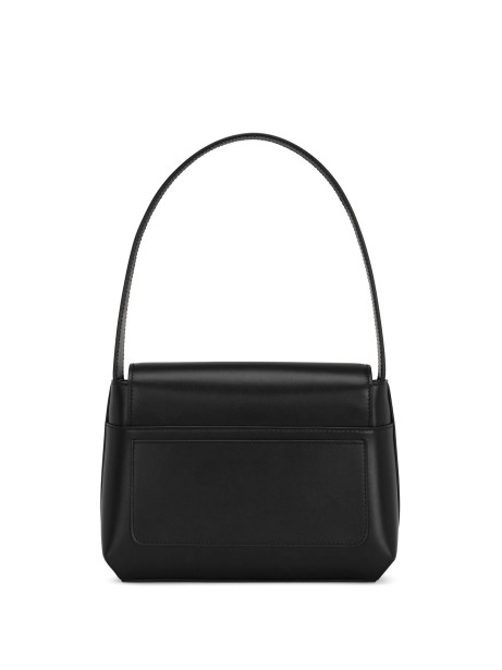 Tracolla in pelle con logo nero