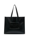 Shopping in pelle di vitello con logo