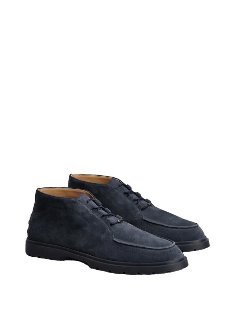 Navy blue suede ankle boot