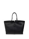 Black Leather Shopping Bag