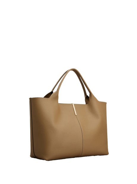 Shopping bag media in pelle