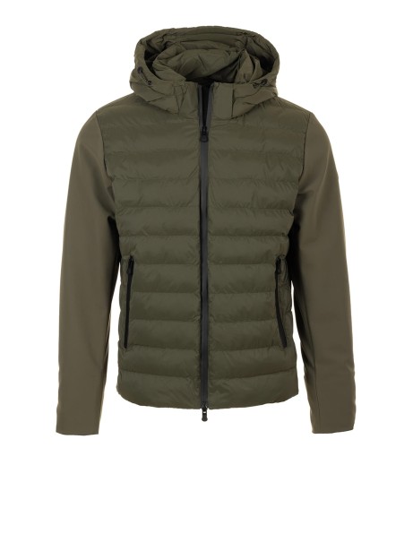 Green Quilted Jacket with Zip and Hood