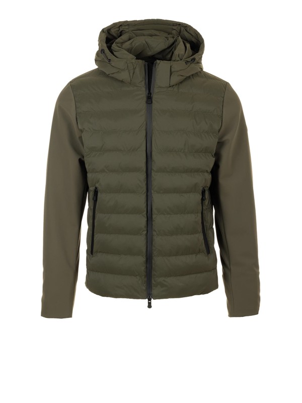Green Quilted Jacket with Zip and Hood