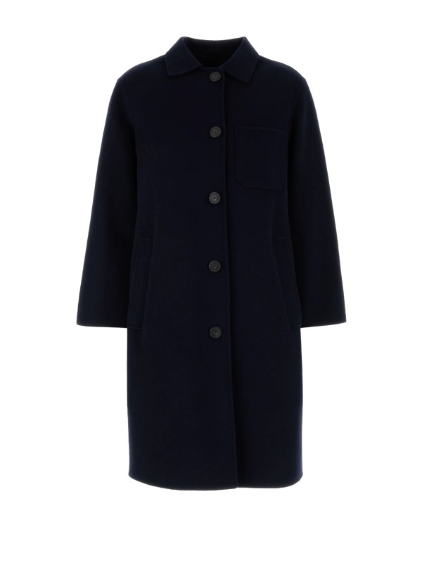 Cappotto donna blu in pura lana