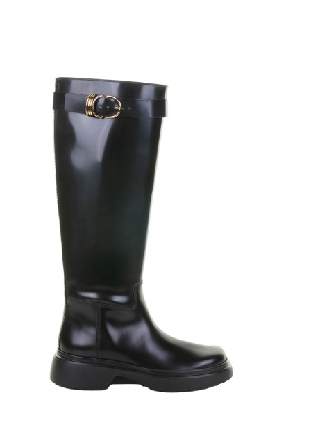 Stivale nero in pelle