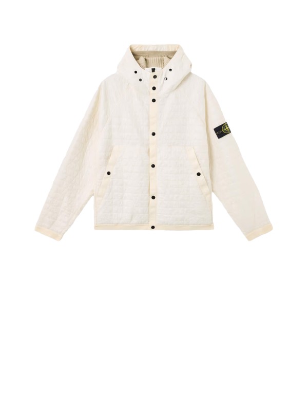 Giubbino ivory con bottoni e patch logo