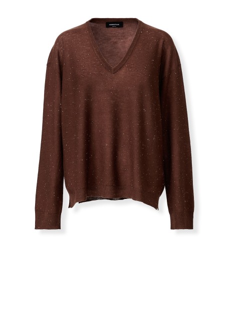 Maglia ebano scollo a V