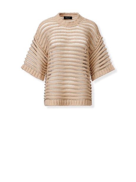 Maglia oversize beige traforata