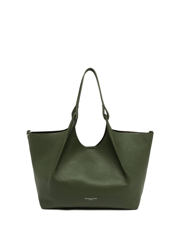 Borsa Dua in pelle martellata verde scuro Borsa Dua in pelle martellata verde scuro