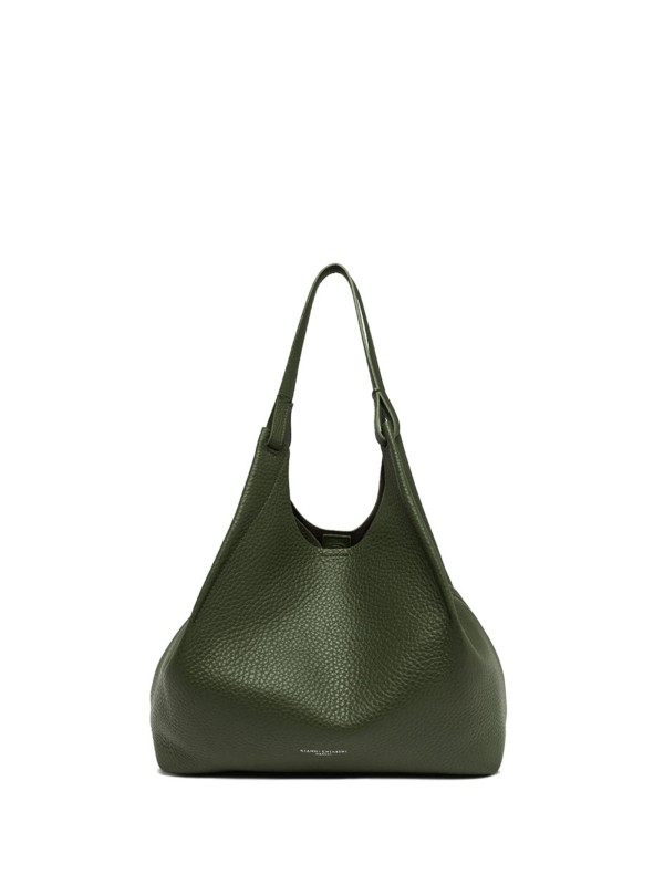 Dua bag in dark green hammered leather