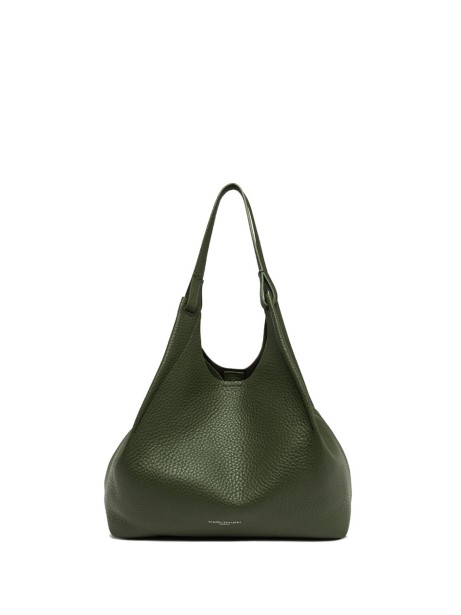 Dua bag in dark green hammered leather