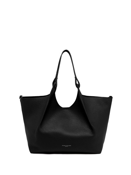 Borsa Dua in pelle martellata nera