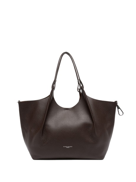 Borsa Dua in pelle martellata marrone scuro