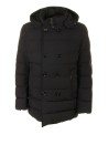 Black quilted down jacket with hood