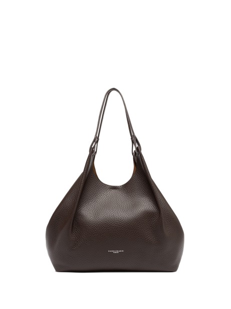 Dua bag in dark brown hammered leather