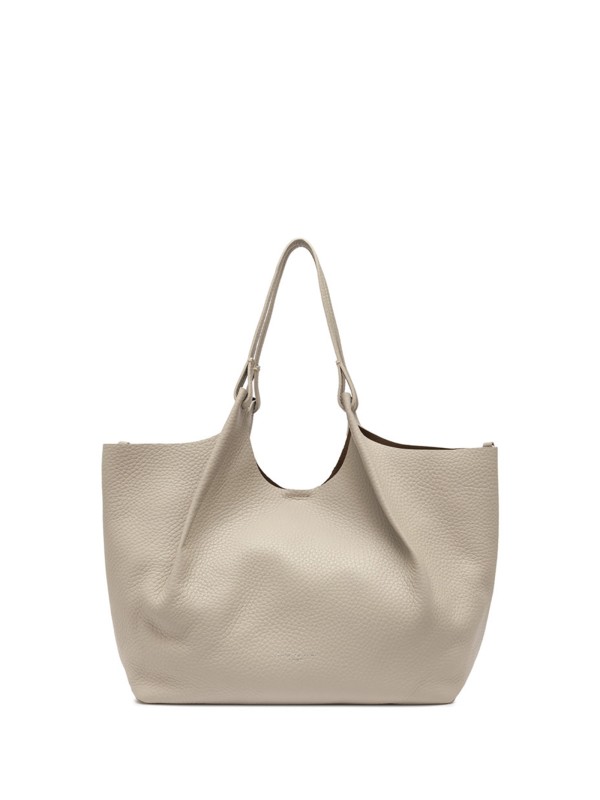 Borsa Dua in pelle martellata beige